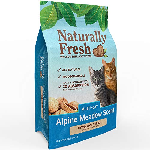 Eco-Shell Cat Litter Made From Walnut Shells, Multi-Cat, Alpine Meadow, Scented, Biodegradable, Dust-Free, Sustainable, 26 Lbs