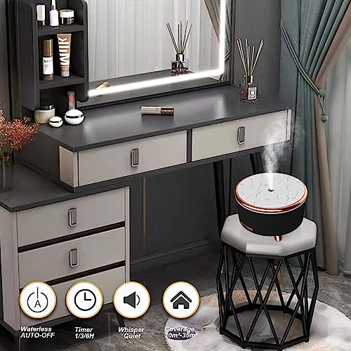 Diffusers for Essential Oils Large Room, 500ml Aromatherapy Diffuser Cool Mist Humidifier with Remote Control,7 Colors Lights & 3 Mist Mode Waterless Auto Off for Women Office Home Black