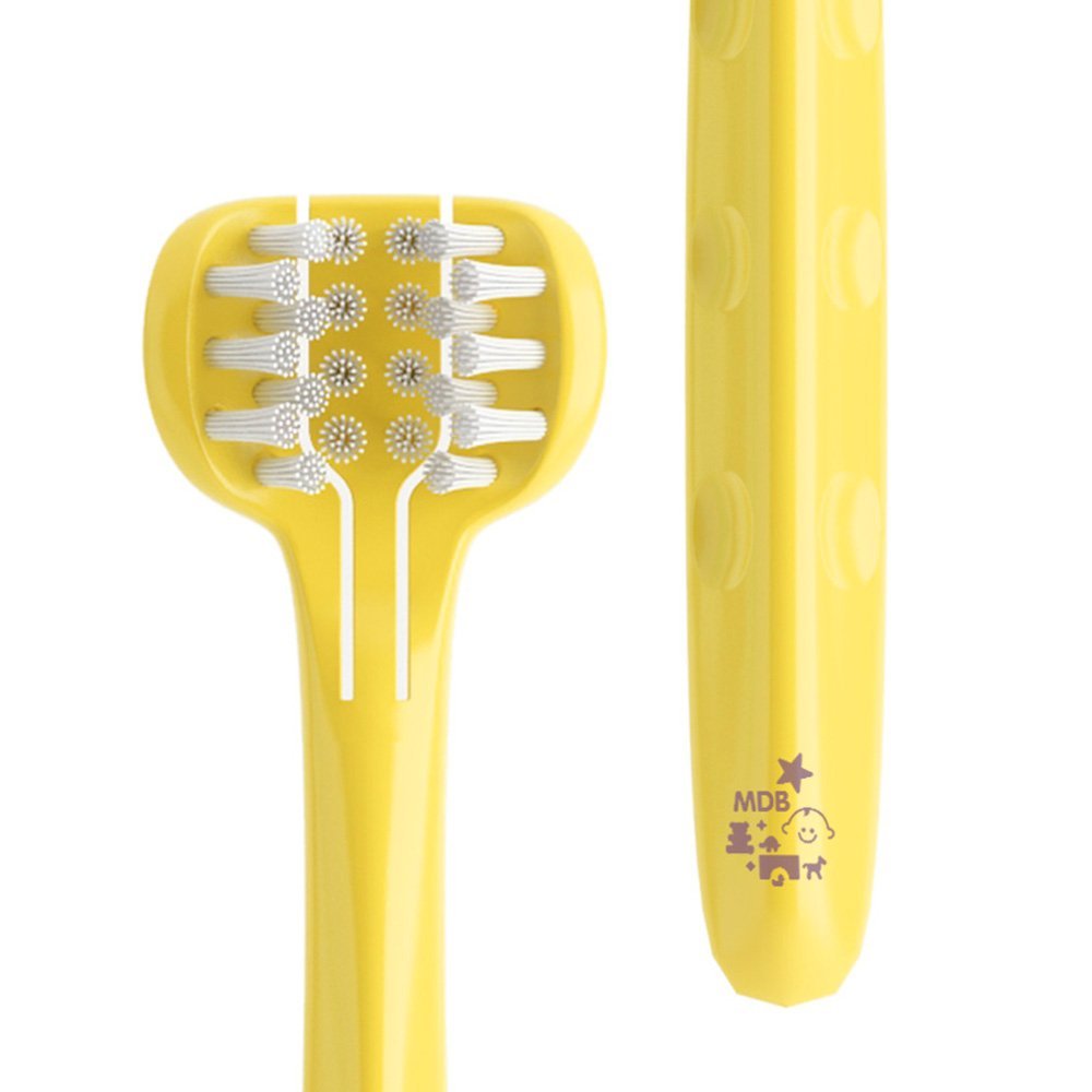Children 3 Sided Toddler Toothbrush Kids Toothbrush Soft Wrap-Around Baby Toothbrush 12 Months and Up Training Toothbrush Saving Time for Baby Tooth Brush - Yellow