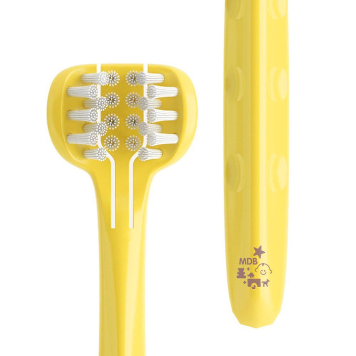Children 3 Sided Toddler Toothbrush Kids Toothbrush Soft Wrap-Around Baby Toothbrush 12 Months and Up Training Toothbrush Saving Time for Baby Tooth Brush - Yellow