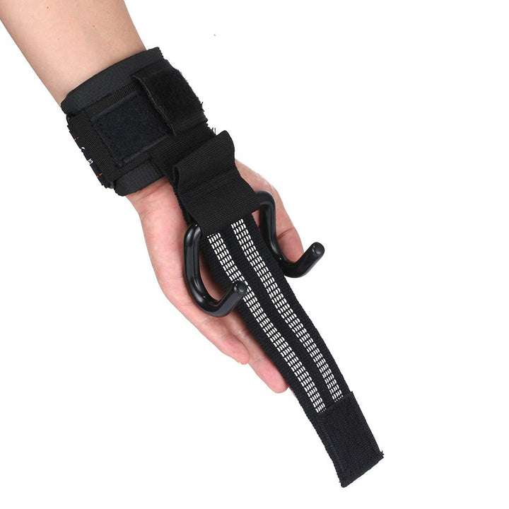Heavy Duty Strap with pro Metal Lifting Steel Hooks Improves Grip for Weightlifting, Powerlifting, Bodybuilding & Deadlift - Neoprene Padded Wrist Wraps Provides Support for Men & Women