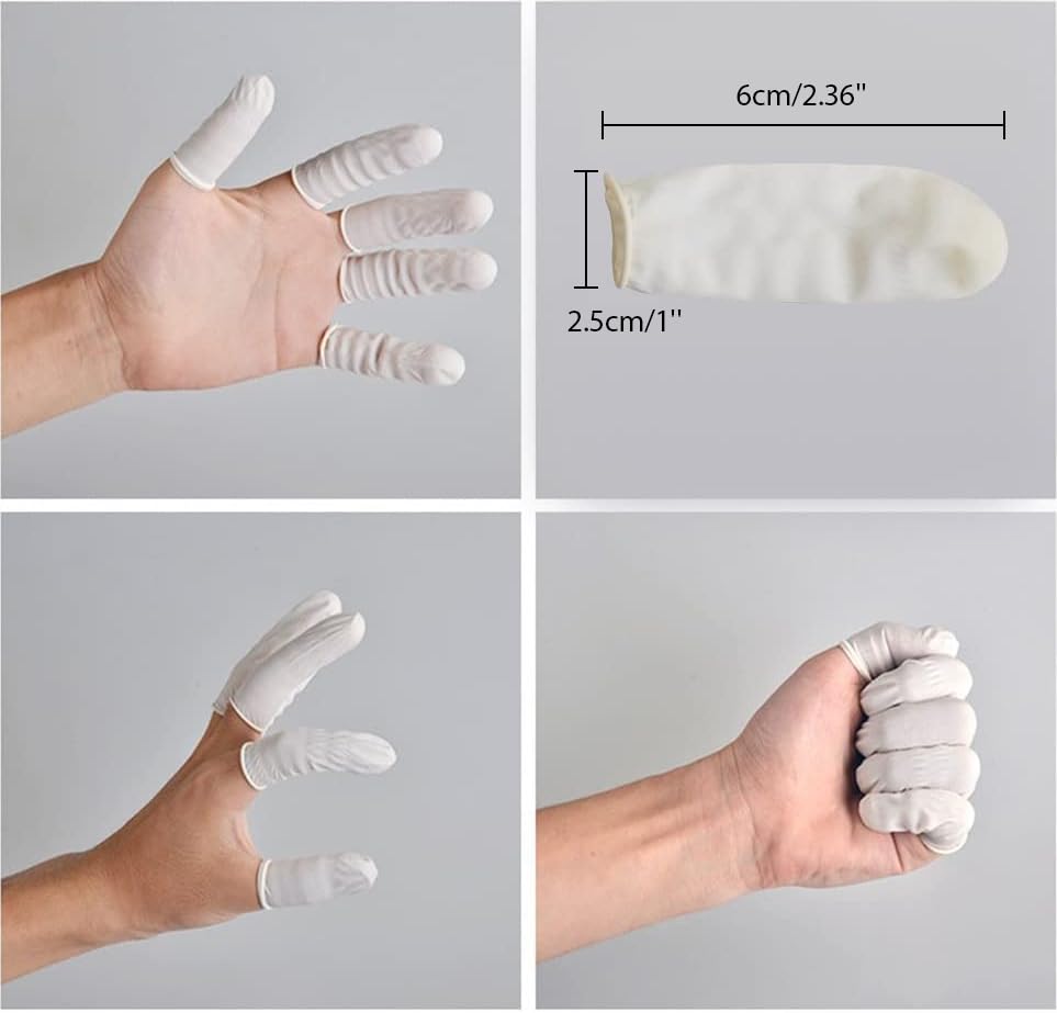 Disposable Latex Finger Cots Rubber Fingertips Protective Finger Gloves Art Latex Tissue Finger Cot (200 PCS)