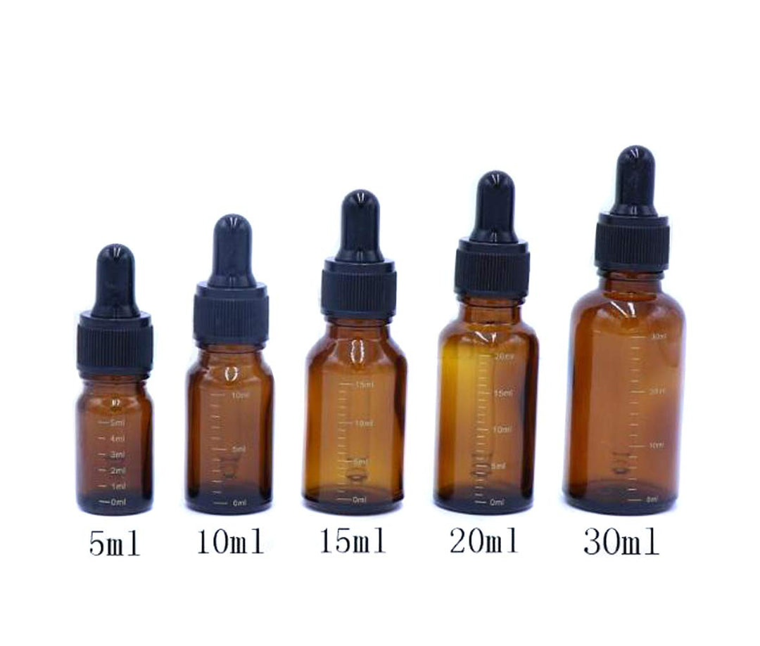 Ericotry 10Ml/0.34Oz: 3 Pcs 10Ml 0.34Oz Empty Refillable Amber Glass Graduated Dropper Bottle Essential Oil Cosmetics Elite Fluid Container Jar Pot Holder with Glass Pipette Dropper
