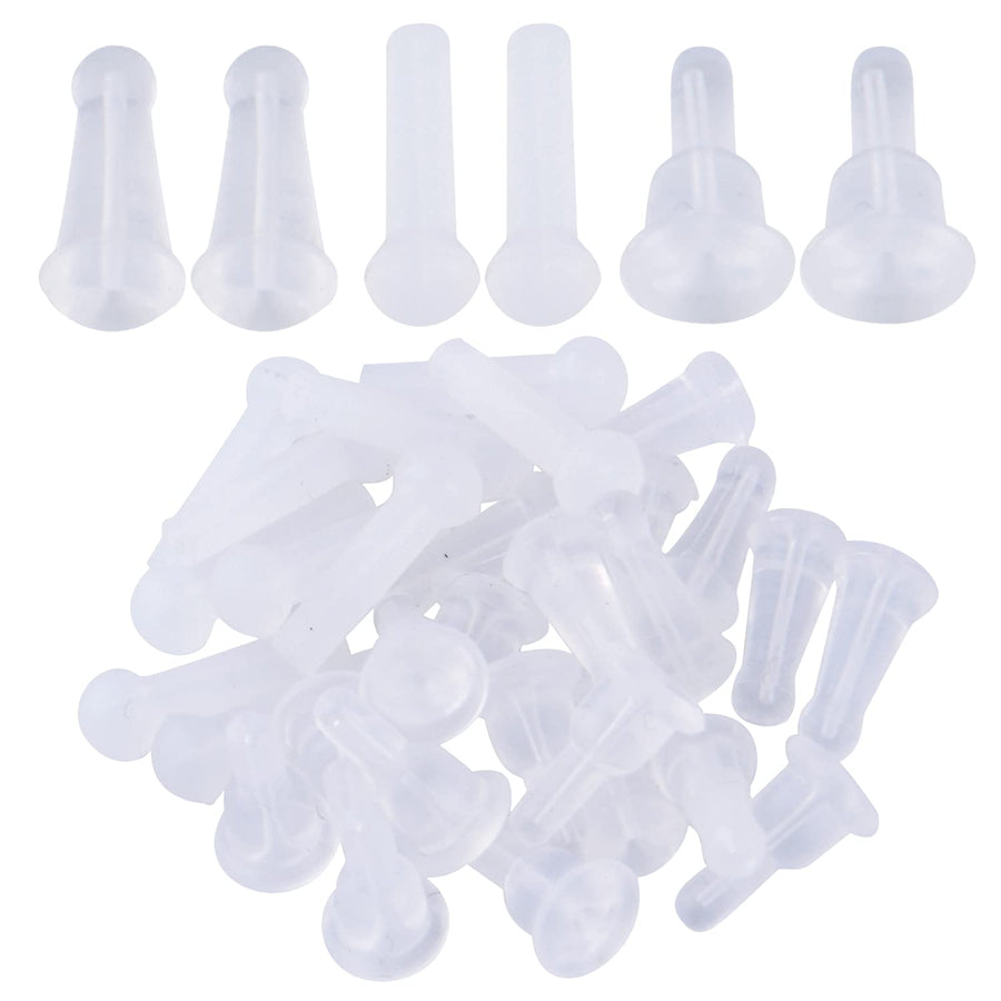 Silicone Earring Backs,30pcs Clear Earring Stopper Backs Long Rubber Earring Backs Secure Earring Backs Hypoallergenic Earring Backs Replacement for Hook Earring, 3 Styles
