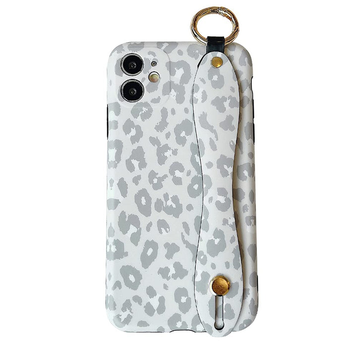 for iPhone 11 6.1 Case Fashion Leopard Pattern Hand Wrist Strap Stand Bracelet Phone Case with Camera Protection Cover Shockproof Special Hang Chain for iPhone 11 Cases (for iPhone 11 6.1)