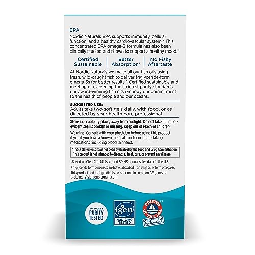 EPA, Lemon - 60 Soft Gels - 1210 mg Omega-3 - High-Intensity EPA Formula for Positive Mood, Heart Health & Healthy Immunity - 30 Servings