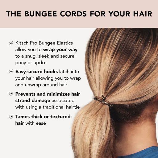 Hair Bungee - Bungee Hair Ties with Hooks | Hair Tie Clip & Hair Bungee Cords with Hooks for Updos | Hair Hook & Ponytail Hook for Long Hair | Ponytail Bungee Bands, 6pcs (Brown)