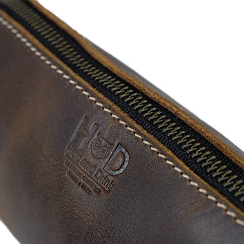 Hide & Drink, Durable Leather Makeup Pouch, Cosmetics Case, Pencil & Pen Bag, Travel Essentials, Cable & Phone Purse, Handmade Includes 101 Year Warranty :: Bourbon Brown