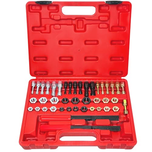 42Pcs Thread Chaser Set, Thread Restorer Kit Includes 21 Rethreading Dies, 19 Rethreading Taps & 2 SAE Thread Files, Thread Repair Kit with UNF, UNC and Metric Size