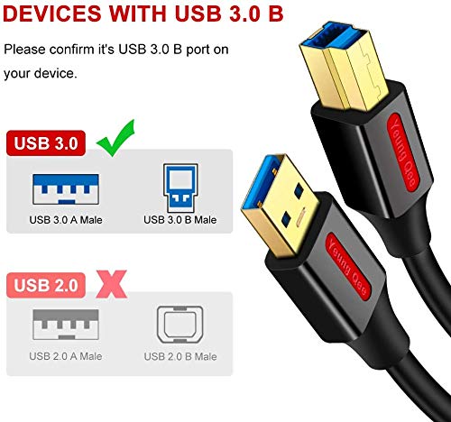 USB 3.0 Cable A Male to B Male 20 ft,Superspeed USB 3.0 Type A to B Male Cable Compatible with Printers,Docking Station,External Hard Drivers,Scanner,USB Hub and More Devices (20FT/6M)
