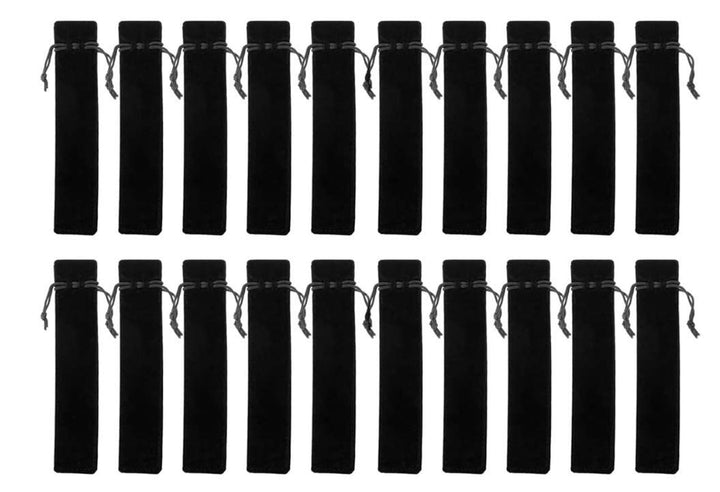 20 PCS Velvet Drawstring Pen Pouch Sleeve Holder Single Pen Bag Case Pencil Bag(Black)