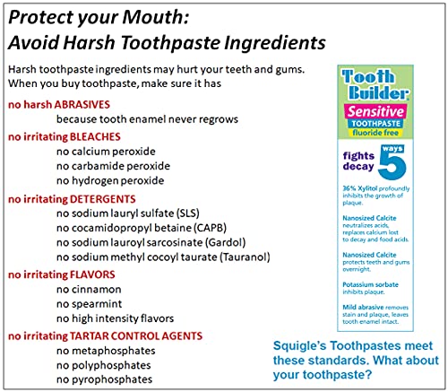 Tooth Builder SLS Free Toothpaste (Stops Tooth Sensitivity) Prevents Canker Sores, Cavities, Perioral Dermatitis, Bad Breath, Chapped Lips, 4 oz - 1 Pack