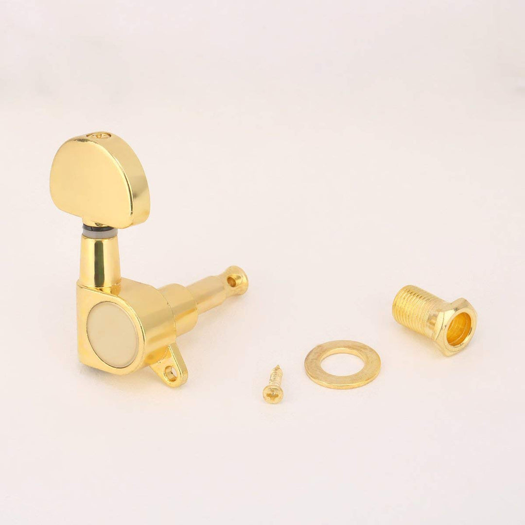 3+3 Half Moon Button Guitar Sealed Tuners Tuning Key Pegs Machine Head Set, Gold