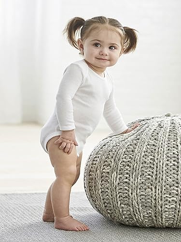 Unisex Baby Multi-Pack Long-Sleeve Onesies Bodysuit Mitten Cuff Sizes 6-Pack White 3-6 Months