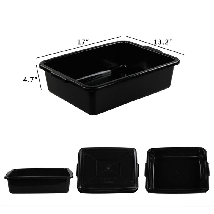 Commercial Plastic Bus Box/Tote Box, Black Bus Tub/Wash Basin Tub, Set of 3