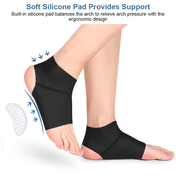 Arch Support Brace, Ankle Sleeve with Arch Support Ankle Protector Wrap with Gel Pads for Plantar Fasciitis, Heel Spurs, Feet Pain, Flat Arches Pain Relief, Fits Men and Women(1 Pair)
