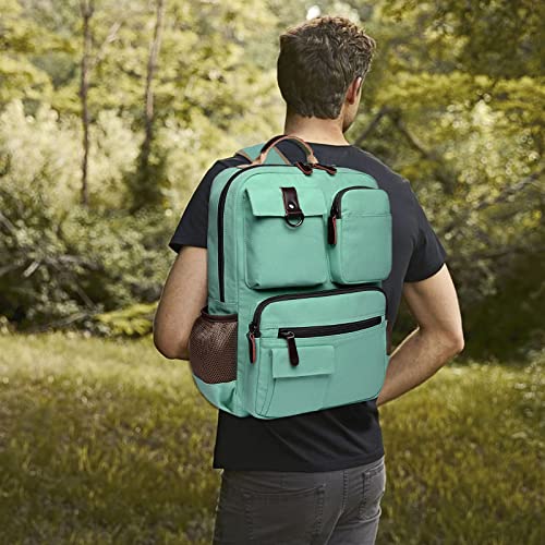 School Backpack Vintage Canvas Laptop Backpacks Men Women Rucksack Bookbags Travel (Mint Green)