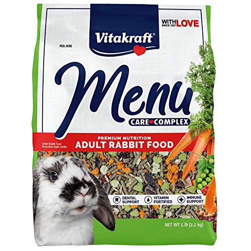 Menu Premium Rabbit Food - Alfalfa Pellets Blend - Vitamin and Mineral Fortified, Carrots,Greens,Grains,Fruits, 5 Lb
