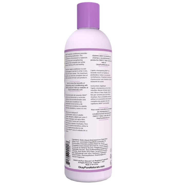 Lavender Shine&Hydration Conditioner Helps Replenish,Nourish and Hydrate Hair Sulfate,Silicone,Paraben Free For All Hair Types and Textures Made in USA 12oz (OKAY-LAVC12)