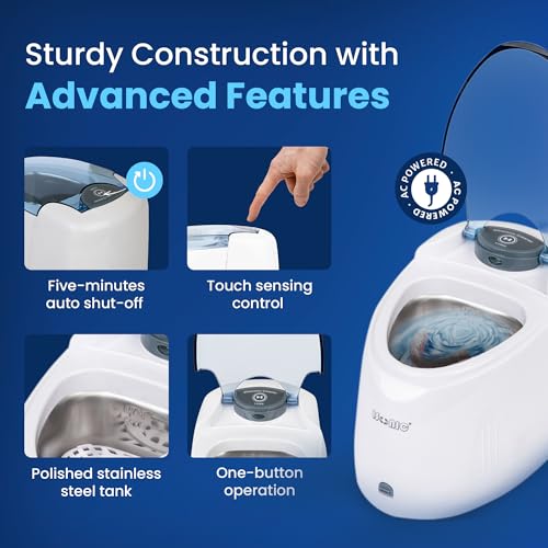 F3900 Ultrasonic Denture/Aligner/Retainer Cleaner for all dental and sleep apnea appliances, 110V 20W (tank no longer removable) , White , 0.4Pt/0.2L