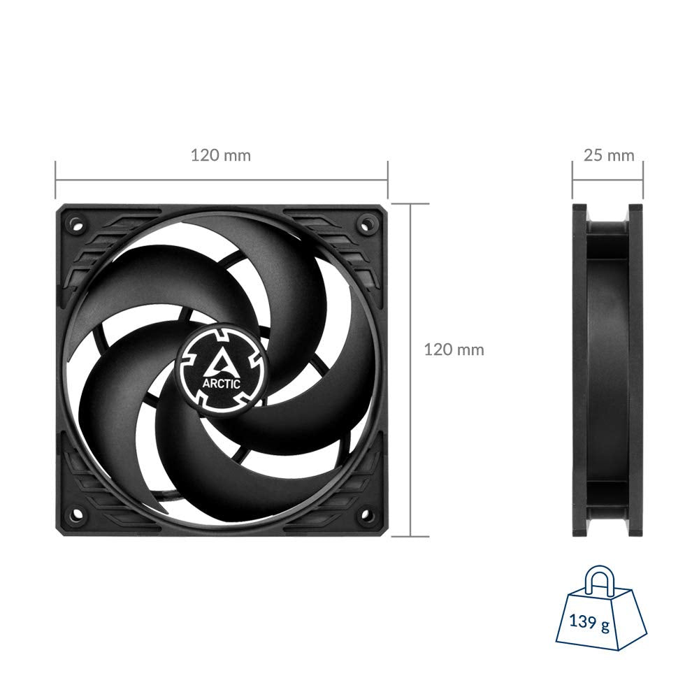 P12 Silent - PC Fan, 120mm Case Fan, Pressure-optimised, Very Quiet Motor, Computer, Fan Speed: 1050 RPM - Black