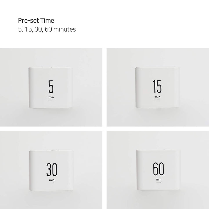Multi Cube Timer/Rotating Flip Timer (White), Simple Operation, Clock & Time Timer for Kids Classroom Kitchen Desk Office, Time Management 5,15,30,60 min Timer Setting