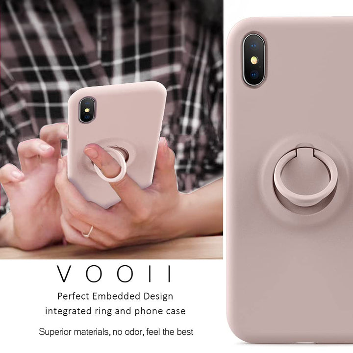 for iPhone Xs Max Case with Kickstand | Baby Grade Liquid Silicone | 10ft Drop Tested Protective, Microfiber Lining Shockproof Full-Body Cover Case for iPhone Xs Max(Pink Sand)