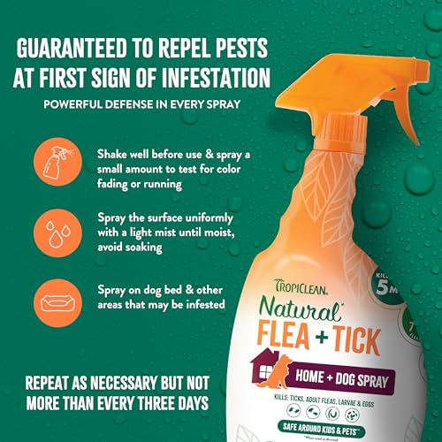 Max Strength Flea and Tick Treatment Spray for Home, Safe Prevention Around Kids, Powerful & Natural Defense, Made in USA, 32oz