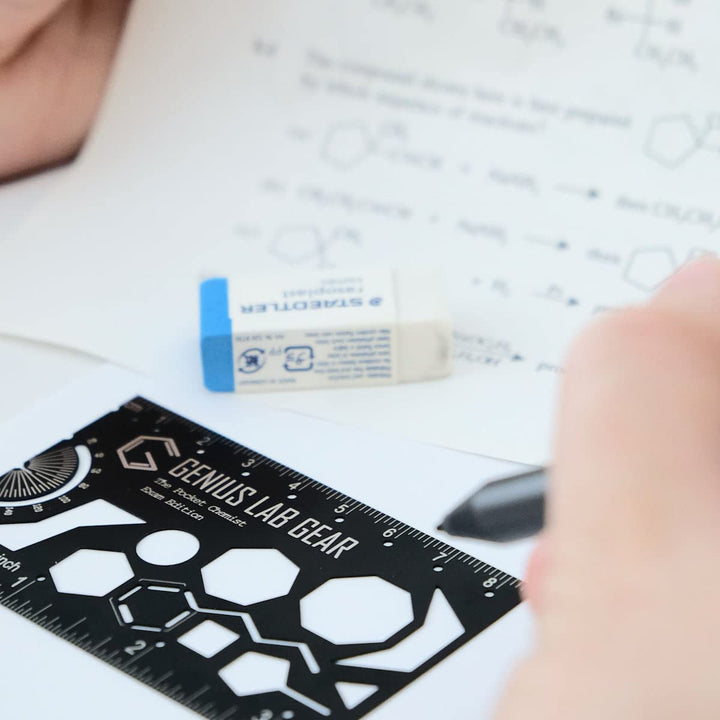 Pocket Chemist Exam Edition: Organic Chemistry Stencil Drawing Template - Chemists, Chemical Engineers, Biochemist Small Metal Ruler - Draw Molecule Shapes - Orgo Tests, Cool Multitool