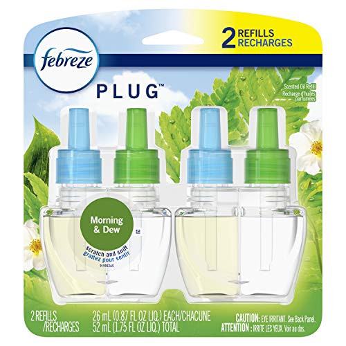 Plug in Air Freshener and Odor Fighter, Scented Oil Refill, Morning & Dew, 0.87 Fl Oz (Pack of 2)