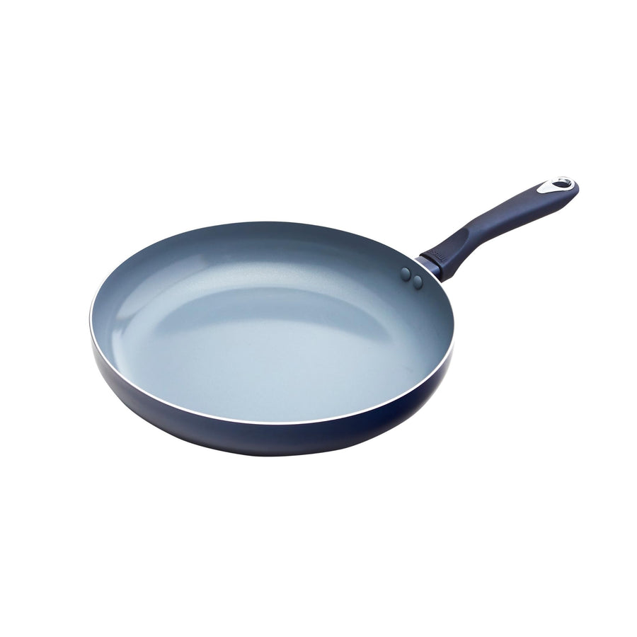 IMUSA USA Blue Ceramic Fry Pan with Soft Touch Handle, 12 Inch, 12