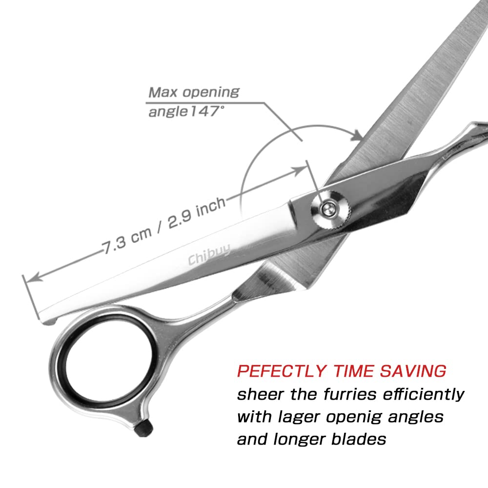 Chibuy Curved dog grooming scissors with Round Tips, Pet Shear for Cats, 4CR Stainless Steel Bending, Professional Tools for Home