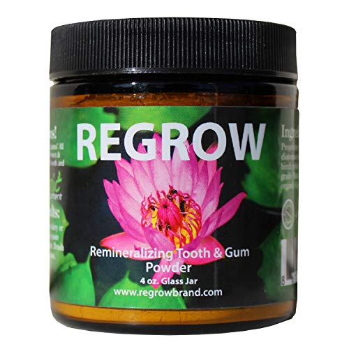 REGROW Remineralizing Tooth Powder - Whiter Teeth Naturally - Cleans, Heals, Protects & Stop Sensitive Teeth and Gums - All Natural - 4oz Glass Jar