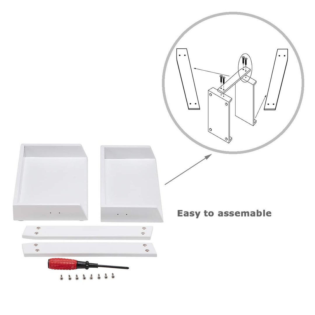 Bamboo Makeup & Countertop Organizer, Small - 2 Layer Cosmetics, Lipsticks, Jewelry, Brushes, Hair Accessories & Perfume Organizer for Dresser, Easy Assembly - White