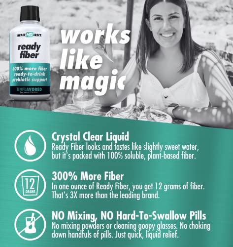 - Ready Fiber - Prebiotic Liquid Fiber Supplement for Women, Men and Kids - 15 Fl Oz - 15-30 Servings, Unflavored - Easier Than Gummies, Powders and Pills