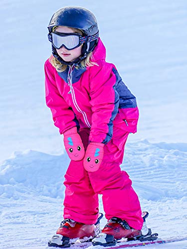 Kids Snow Ski Mittens Winter Gloves Warm Waterproof Mittens for Girls and Boys (Rose Red, 3-6 Years)