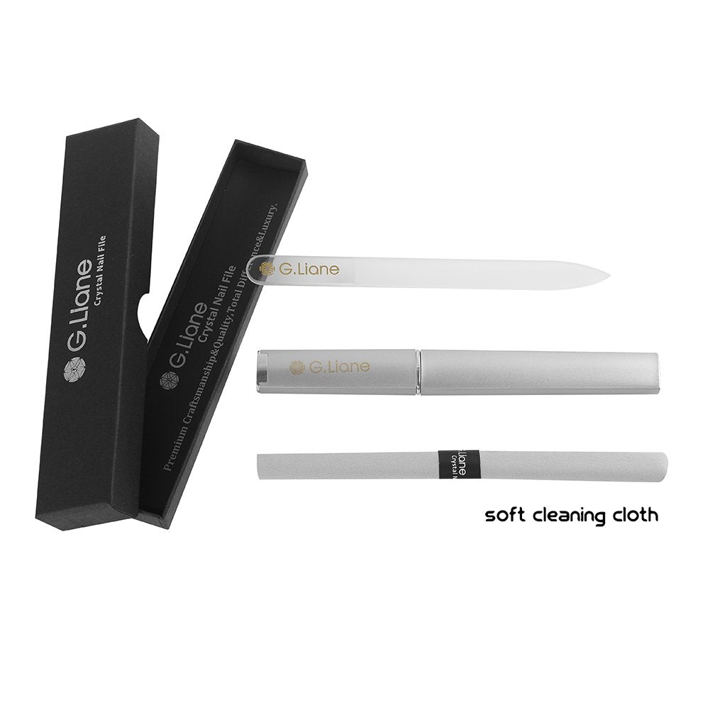 Glass Manicure File In Case Shape And Smooth Nail File Tool Best For Gentle & Safe Nail Care Kit For Beautiful Fingernails (Clear Pointed)
