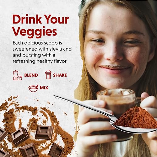 Barlean's Chocolate Greens Powder, Daily Fruits and Veggies Superfood Supplement, Green Antioxidant Blend and Fiber Super Power Smoothie Mix, 9.52 oz