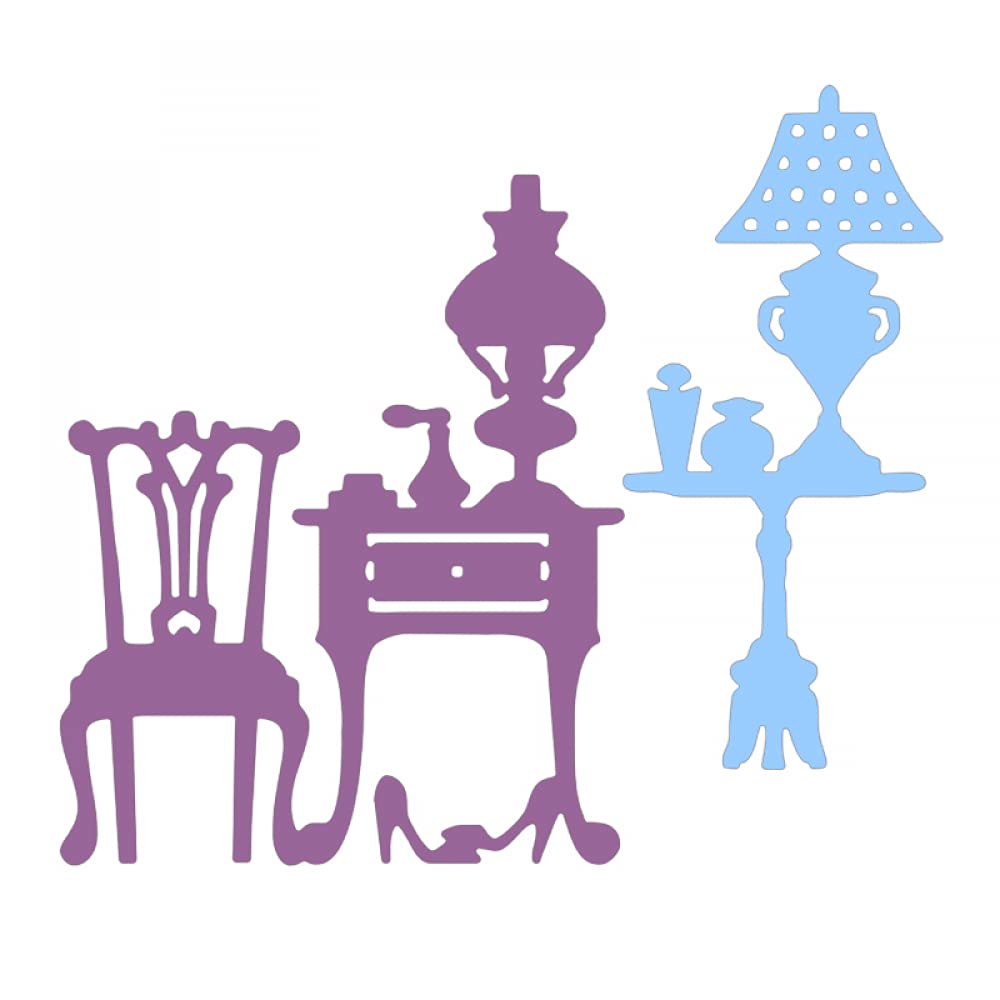 Classic Chairs Tables Lamp Dies for Card Making DIY Scrapbooking Embossing Stencil Die Cuts Punch Template Mould Arts Crafts Scrapbooking Supplies Metal Cutting Die sfor Paper Crafting Album Decor