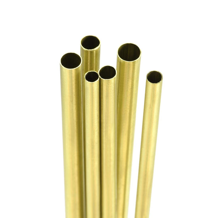 Brass Tube, 4mm 4.5mm 5mm 5.5mm 6mm 6.5mm OD x 0.2mm Wall Thickness 300mm Length Seamless Round Pipe Tubing, Pack of 6