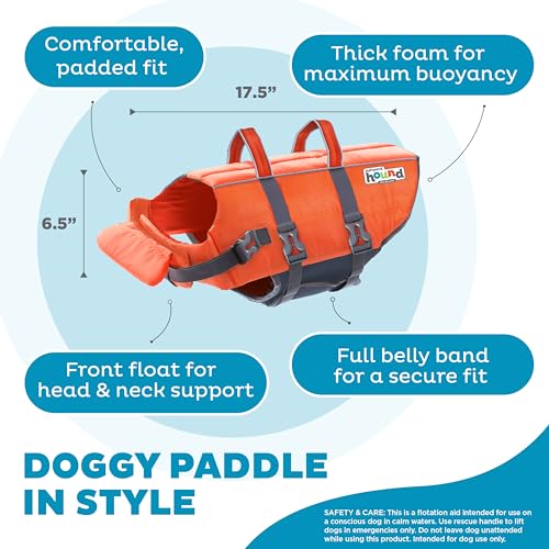 Granby Splash Orange Dog Life Jacket, Large