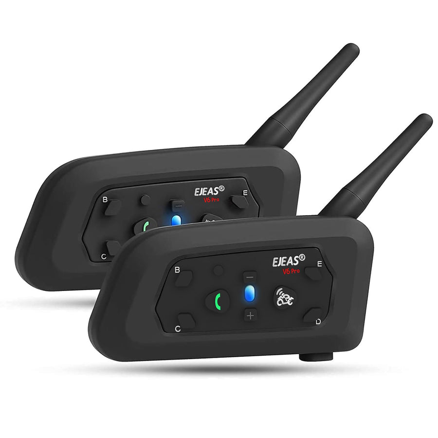 V6 Pro Motorcycle Helmet Bluetooth Intercom, 2-Way 1200M Motorcycle Bluetooth Headset Universal Communication System with Noise Cancellation and Waterproof for Dirt Bike/ATV/Snowmobile (2PCS)