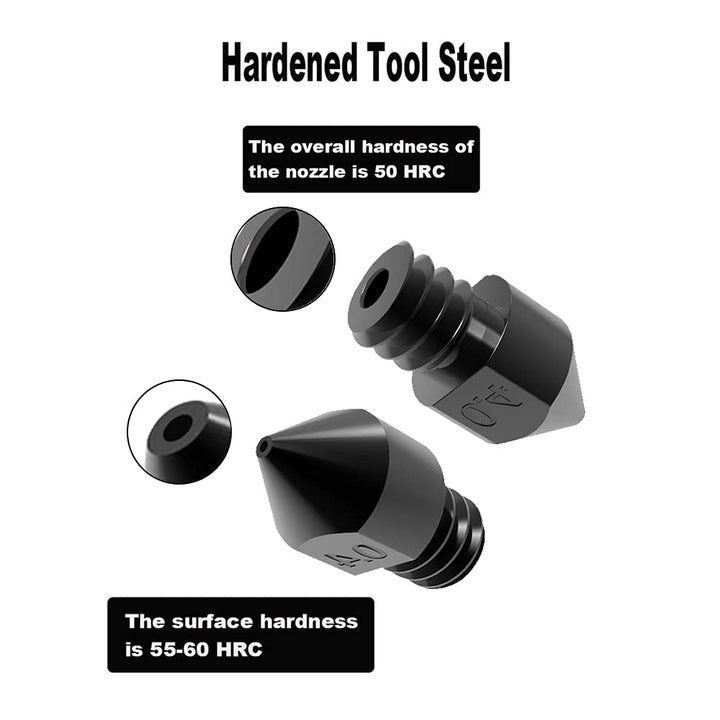 Hardened Steel Nozzle MK8 High Temperature Wear Resistant Nozzle 3D Printer Nozzles 0.3 0.4 0.5 0.6 0.8mm M6 Thread 1.75MM Filament for Ender 3 Ender-3 pro CR10 (5pcs Pack)