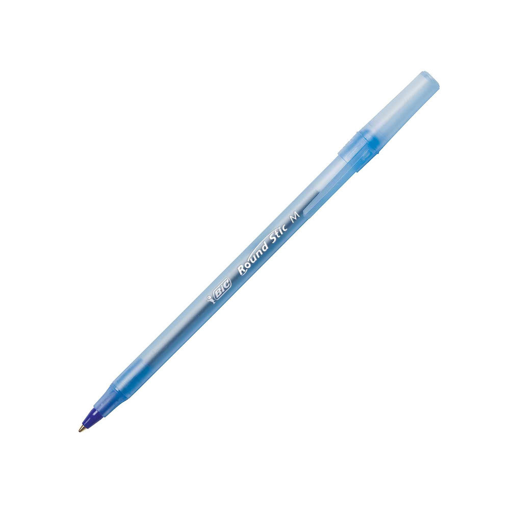 Round Stic Xtra Life Blue Ballpoint Pens, Medium Point (1.0mm), 12-Count Pack of Bulk Pens, Flexible Round Barrel for Writing Comfort, No. 1 Selling Ballpoint Pens
