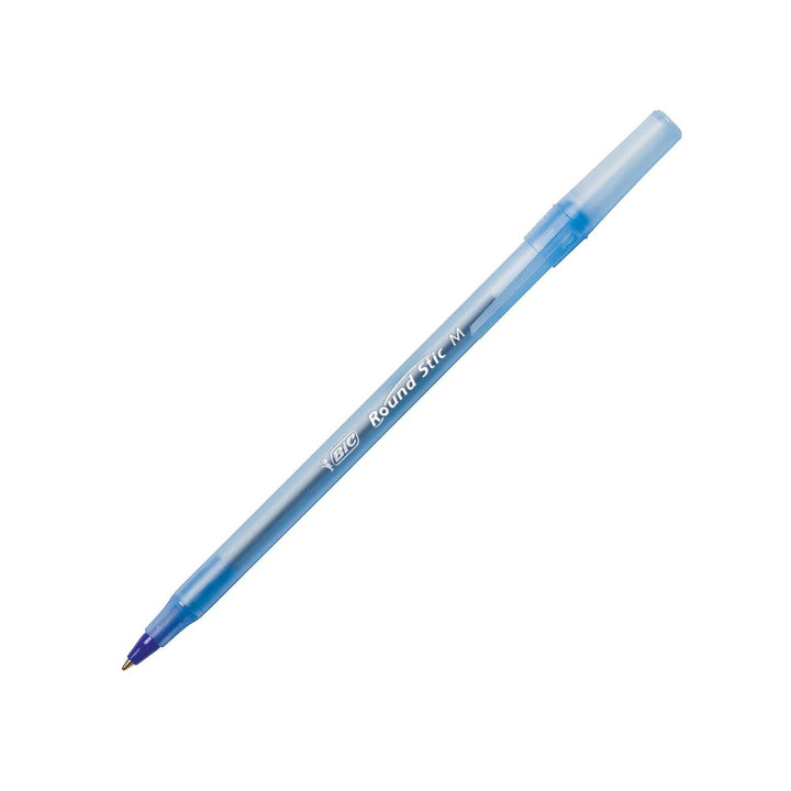 Round Stic Xtra Life Blue Ballpoint Pens, Medium Point (1.0mm), 12-Count Pack of Bulk Pens, Flexible Round Barrel for Writing Comfort, No. 1 Selling Ballpoint Pens