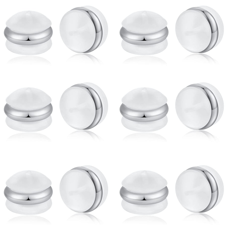 12pcs Rubber Earring Backs,Premium Silicone Earring Backs Can Locking Earring Backs for Studs, No-Irritate Hypoallergenice Earring Backs for Adults&Kids(White)