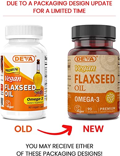 Organic Vegan Vitamins Flax Seed Oil - Rich in Omega-3, Cold-Pressed & Unrefined - 90 Capsules (Pack of 3)