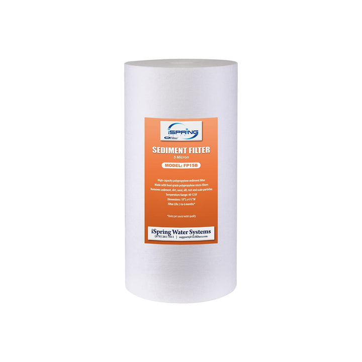 FP15B Sediment Filter Replacement Cartridge for Whole House Water Filtration Systems, High Capacity 5-Micron Premium PP, 4.5 x 10, White