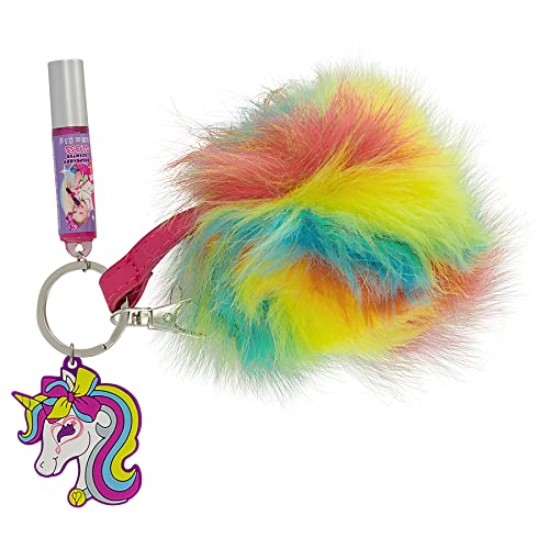 Unicorn Rainbow Pom Lip Gloss Keychain
