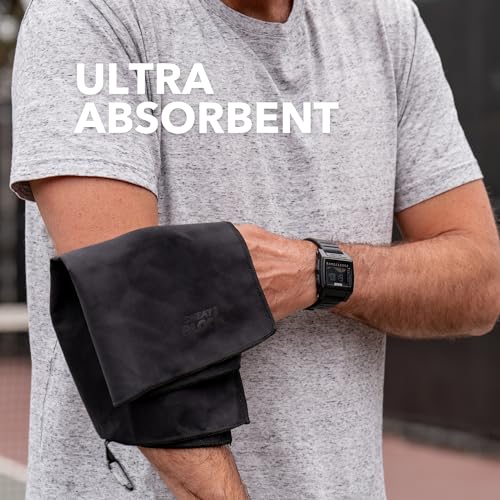 Microfiber Sweat Absorbing Handkerchief - Sport, Gym, Daily Use - for Hands, Face, Body - Machine Washable, Reusable - Men & Women - 15x15 (3 Pack, Black)